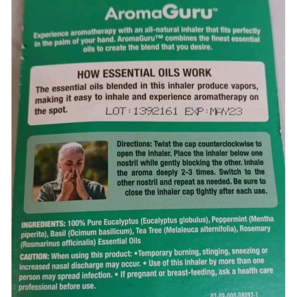 3 AromaGuru Inhalers Relax Energy‎ Focus Aromatherapy Non-medicated